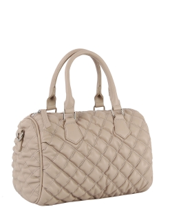 Quilted Boston Bag Satchel Bag  HGE-0155 STONE